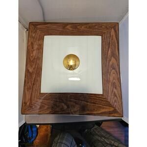Vintage/Mid Century Modern Square Ceiling Light Fixture w/Brown Glass
